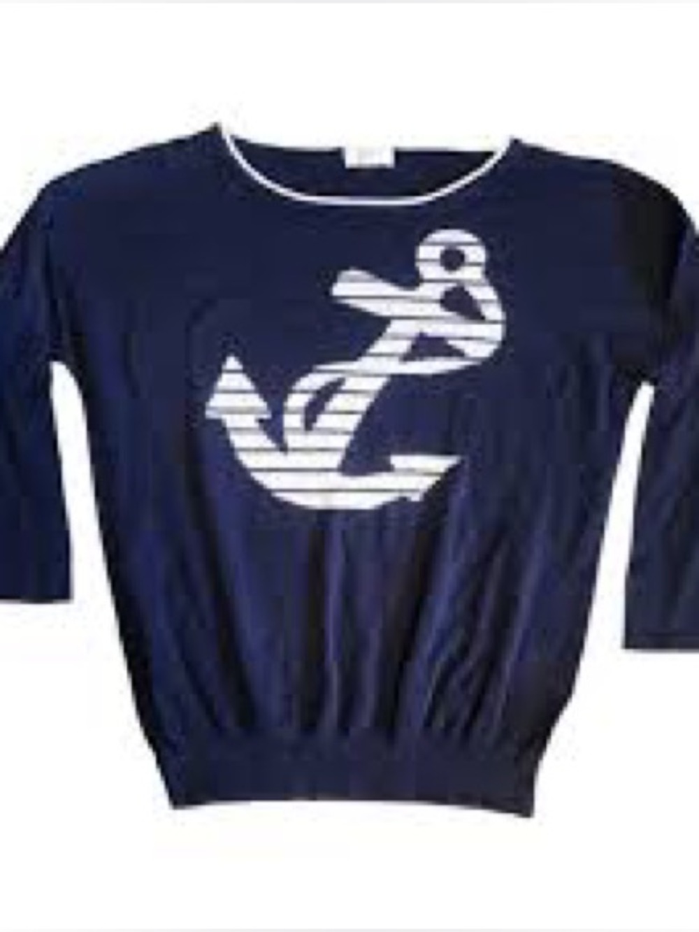 C. Wonder Nautical Navy Blue Cotton Anchor Graphic Pullover Sweater Large